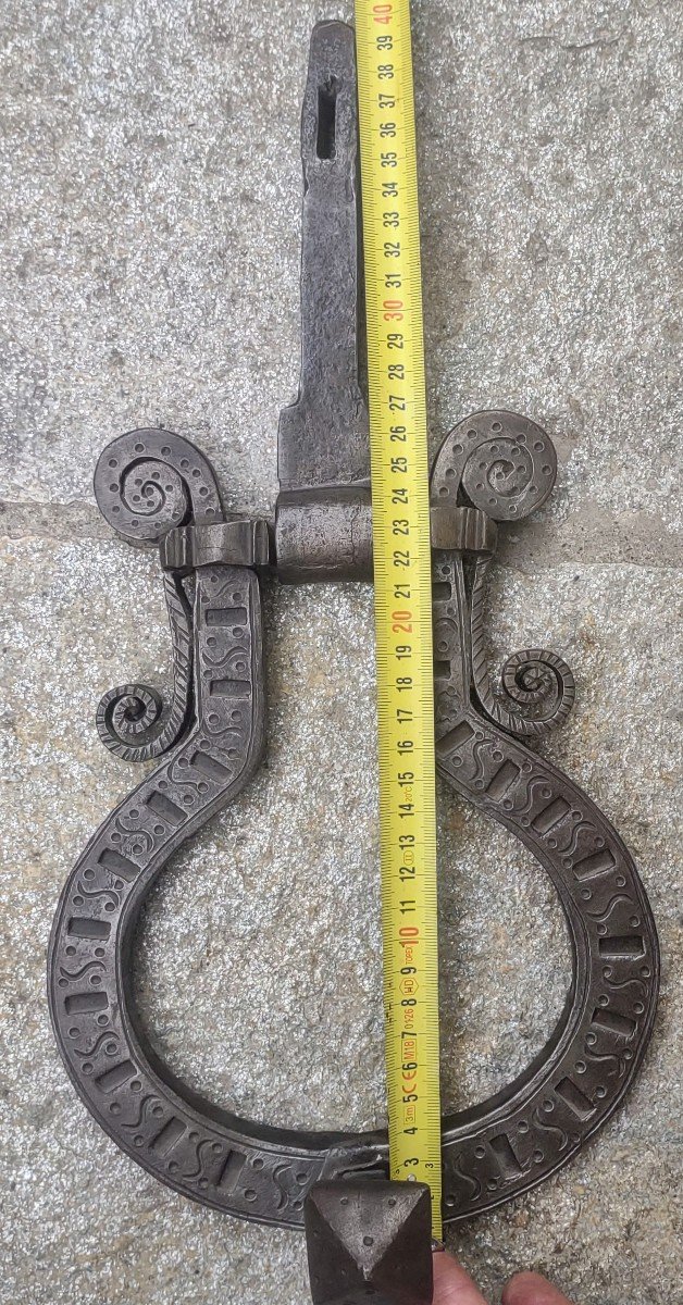 Wrought Iron Engraved Door Knocker XVII Century -photo-3