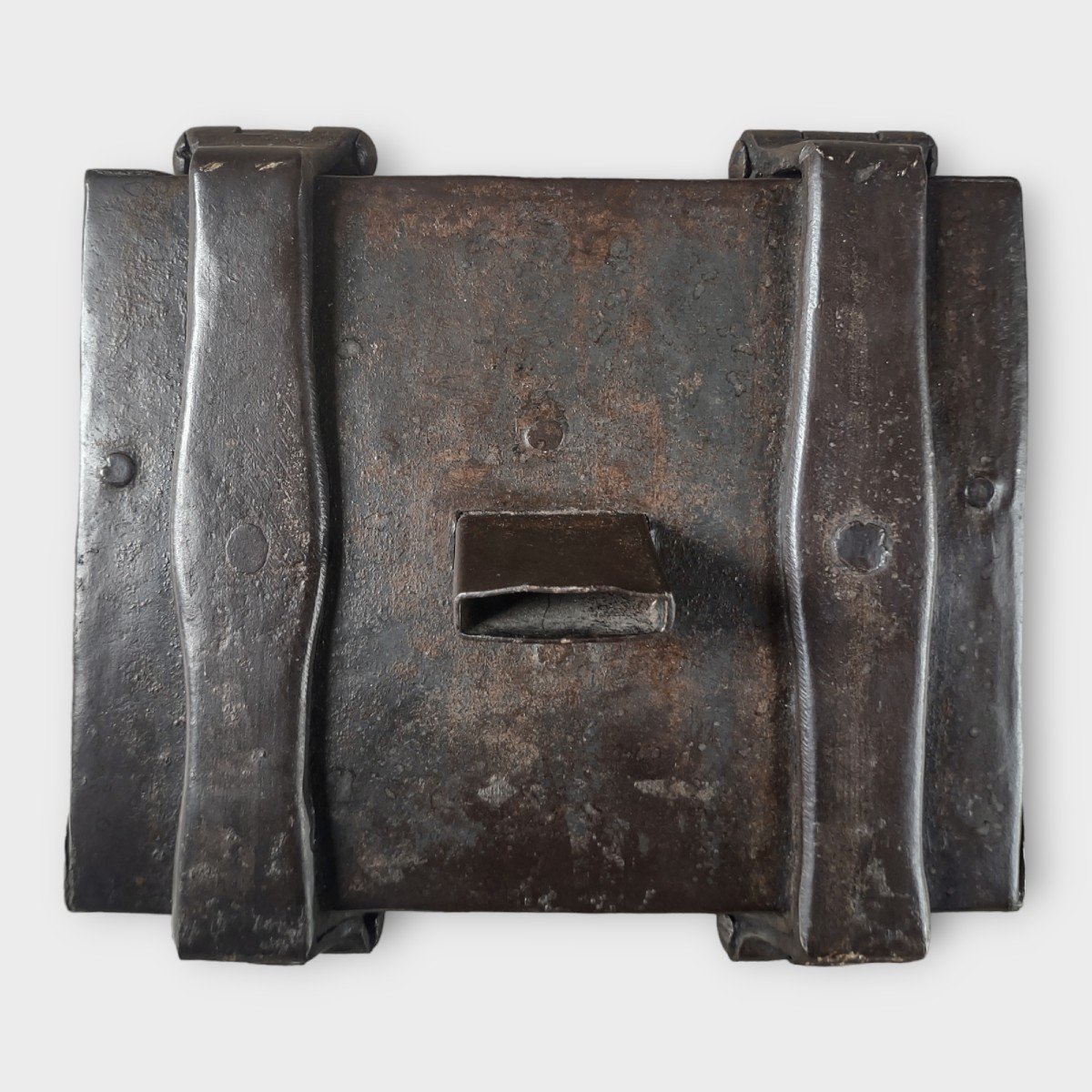 Wrought Iron Alms Box XVII Century With 2 Padlocks-photo-1