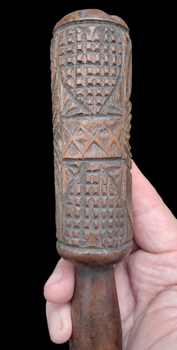 Cylindrical Butter Mold Richly Engraved Italian Alps-photo-3