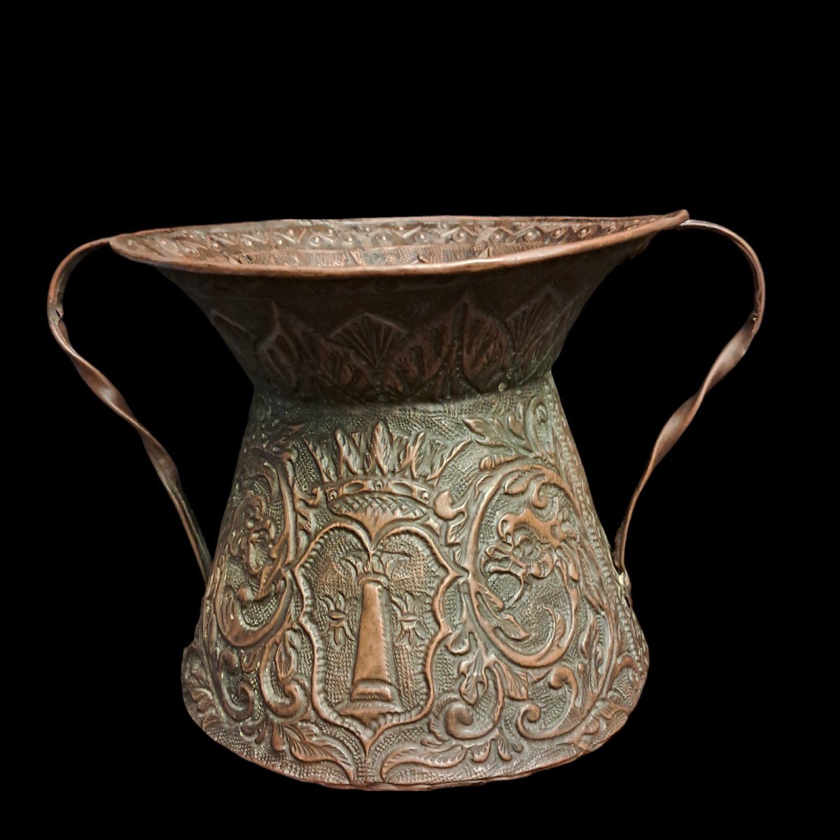 Small Embossed Copper Vase, Early 18th Century-photo-2