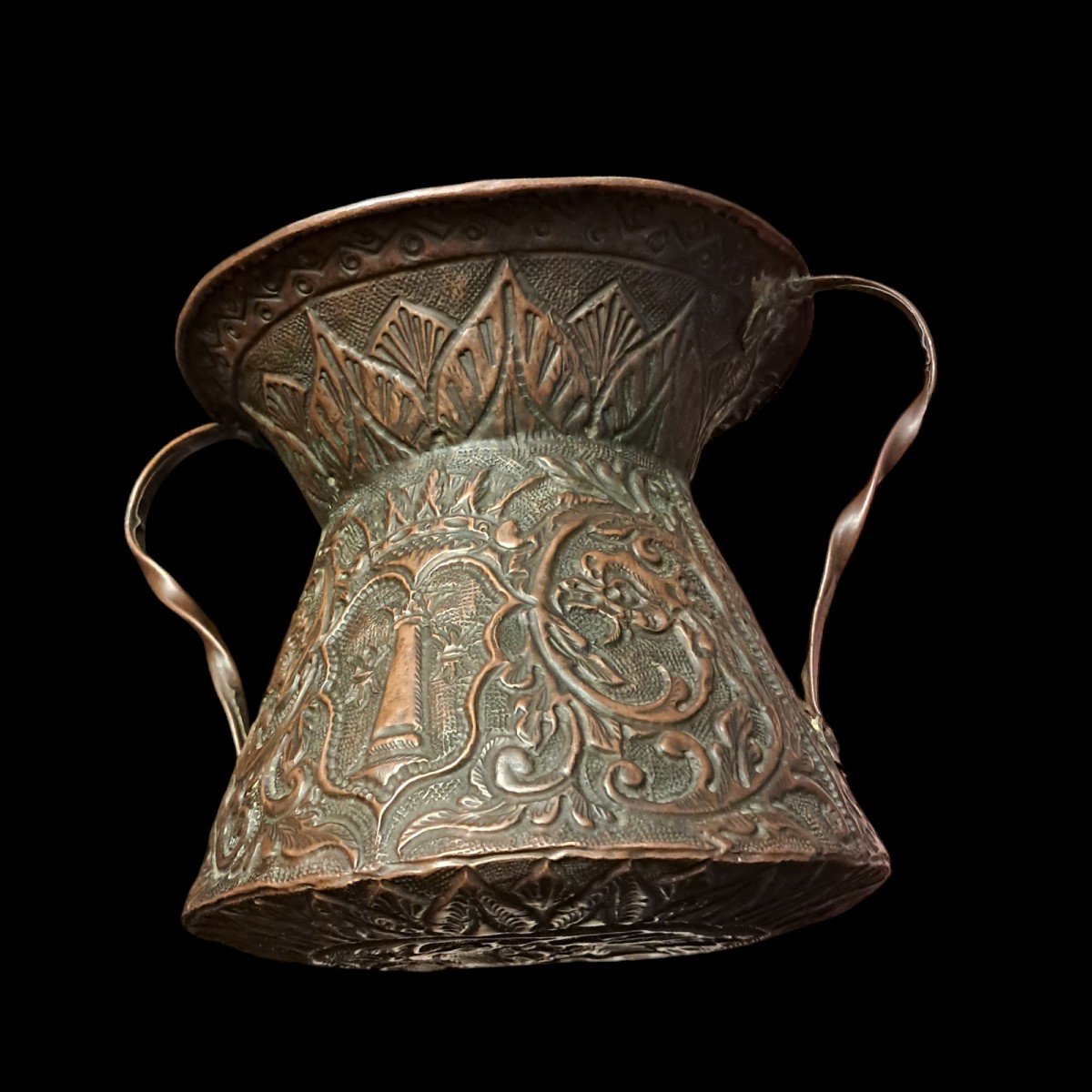 Small Embossed Copper Vase, Early 18th Century-photo-7