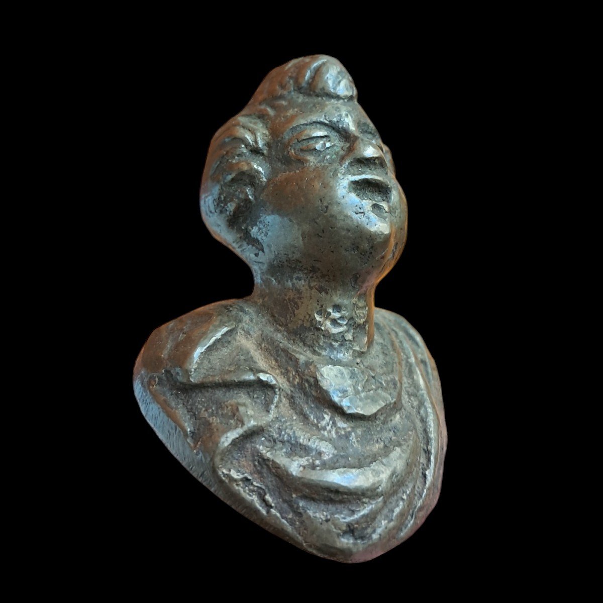 Rare Pair Of Bronze Knobs In The Shape Of Busts Of Children Venice Late XVI Century-photo-1