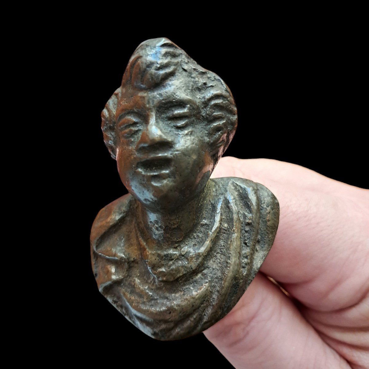 Rare Pair Of Bronze Knobs In The Shape Of Busts Of Children Venice Late XVI Century-photo-2