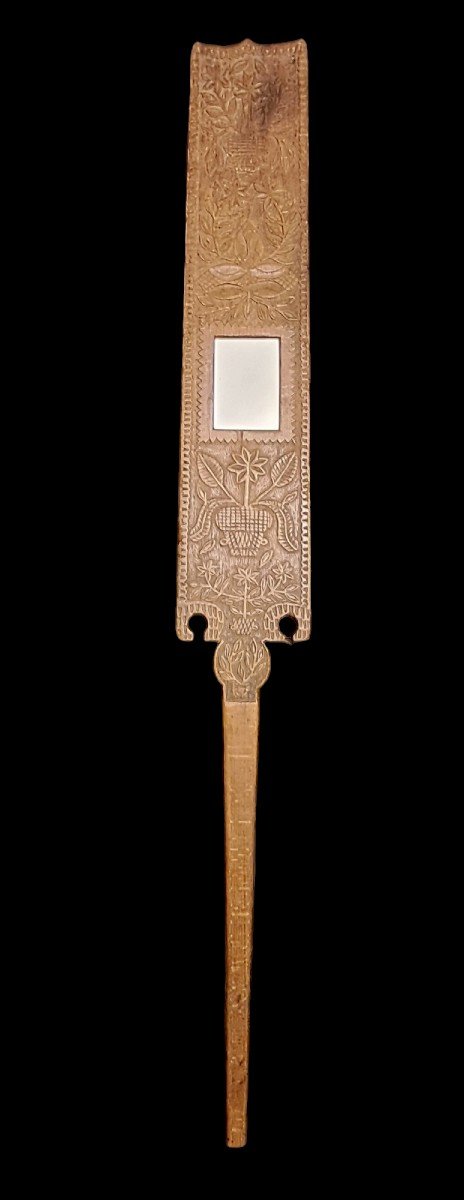 Carved Wood Distaff XIX Century-photo-4