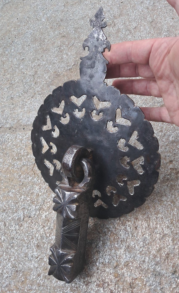 Sculpted Wrought Iron Door Knocker With Original Plate