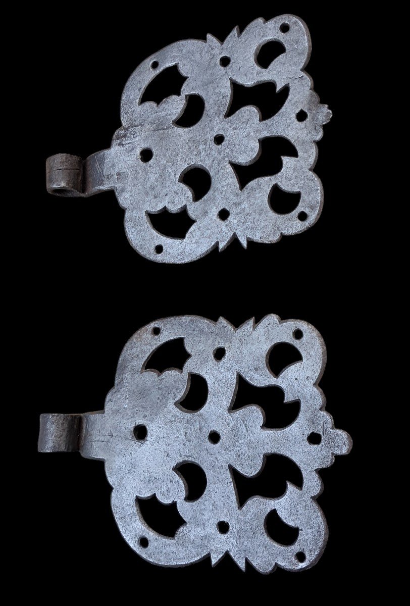 Pair Of Baroque Wrought Iron Hinges-photo-4