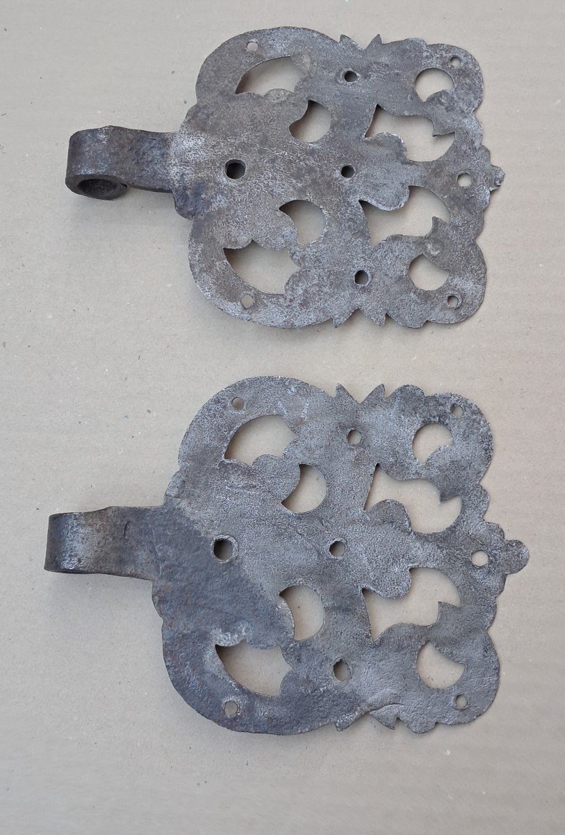 Pair Of Baroque Wrought Iron Hinges-photo-6