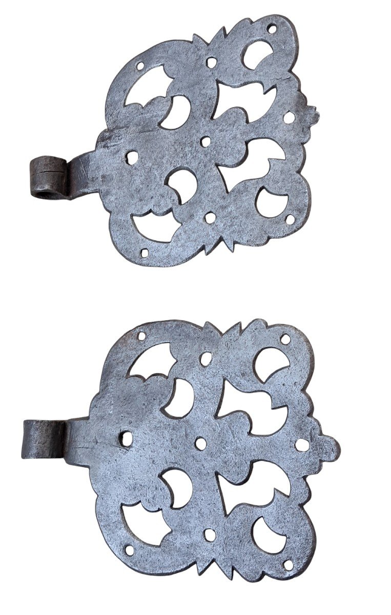 Pair Of Baroque Wrought Iron Hinges