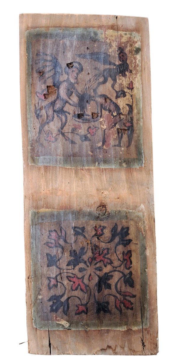 Fragment Of A Late Gothic Cremonese Ceiling In Painted Poplar-photo-2