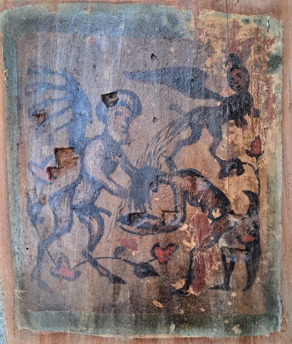 Fragment Of A Late Gothic Cremonese Ceiling In Painted Poplar-photo-3