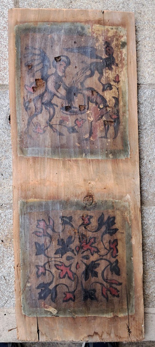 Fragment Of A Late Gothic Cremonese Ceiling In Painted Poplar-photo-2