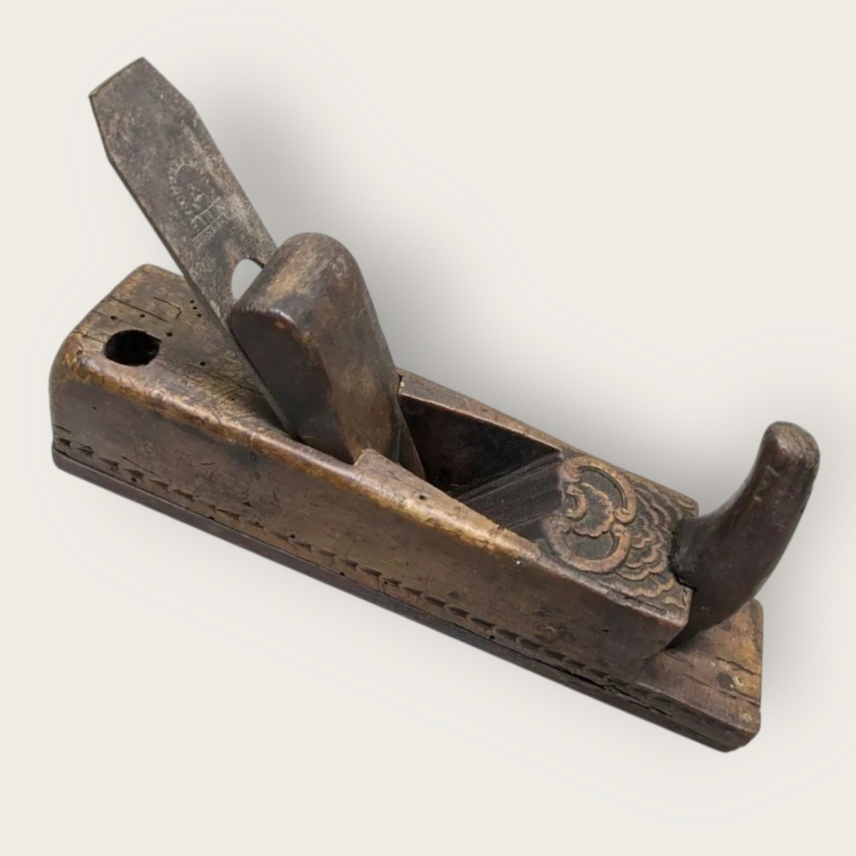 German Carved Horn Plane Dated 1801-photo-3