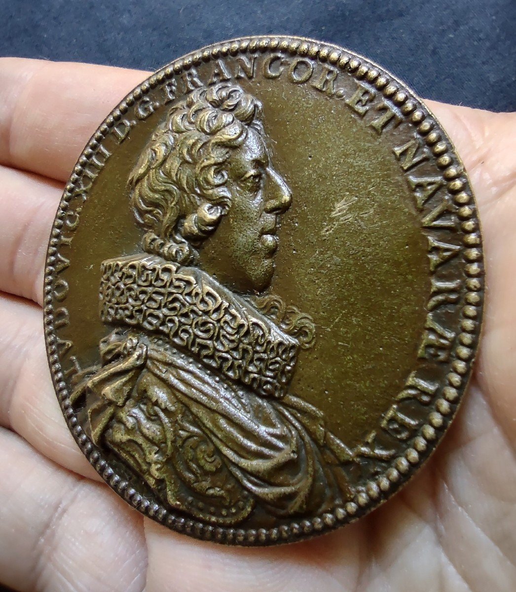 Louis XIII Bronze Medal Signed By Guillaume Dupré-photo-3