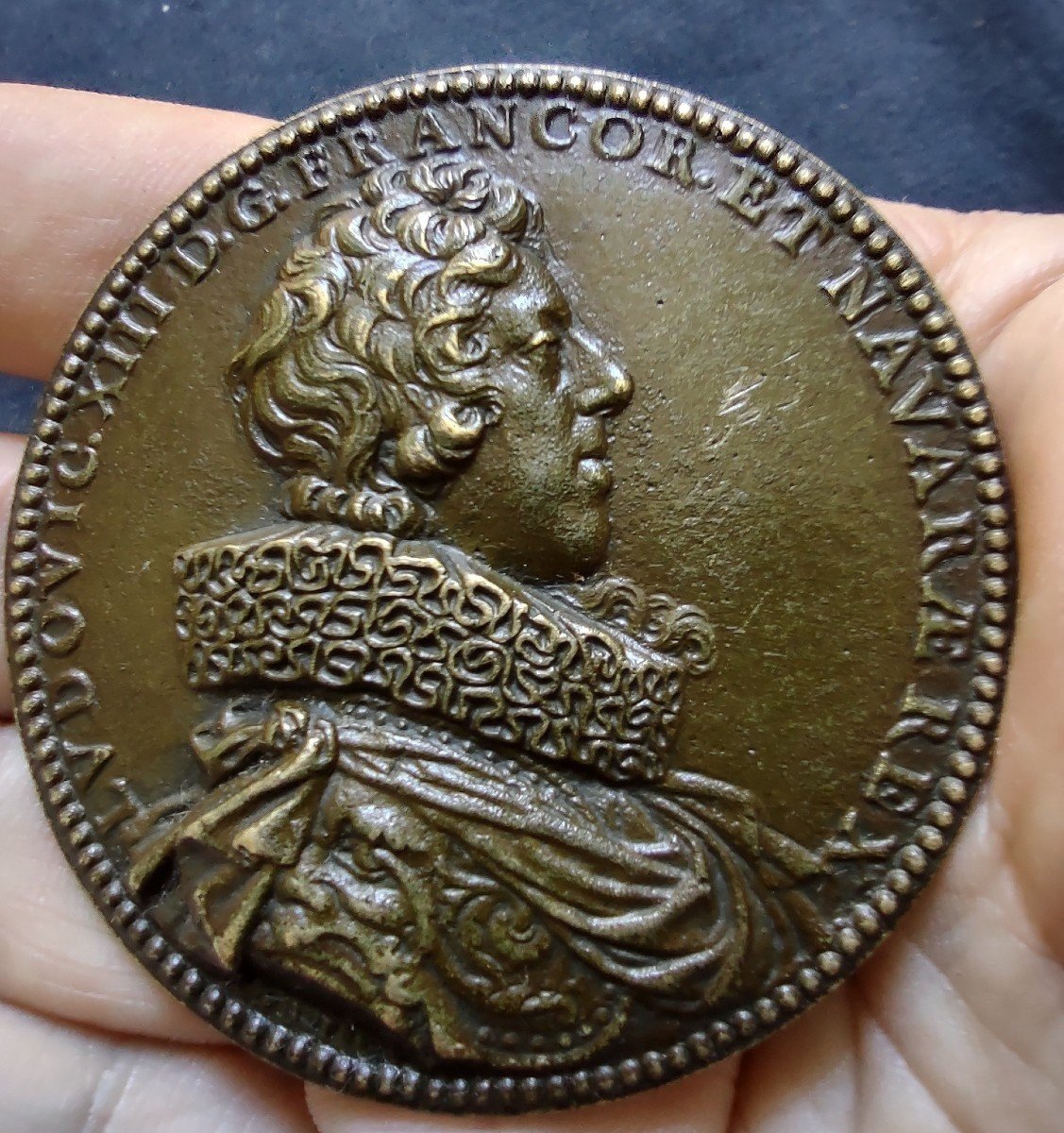 Louis XIII Bronze Medal Signed By Guillaume Dupré-photo-4