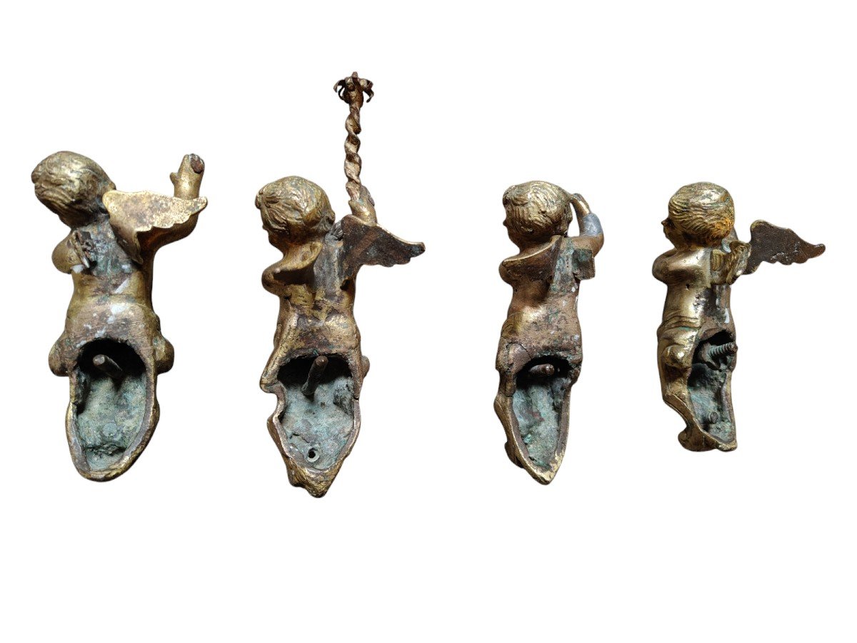 4 Bronze Cherubs Italy XVIII Century-photo-1