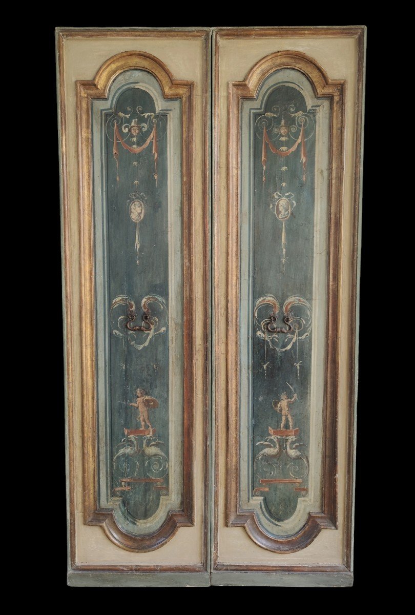  Important Neoclassical Door Painted On Both Sides-photo-2