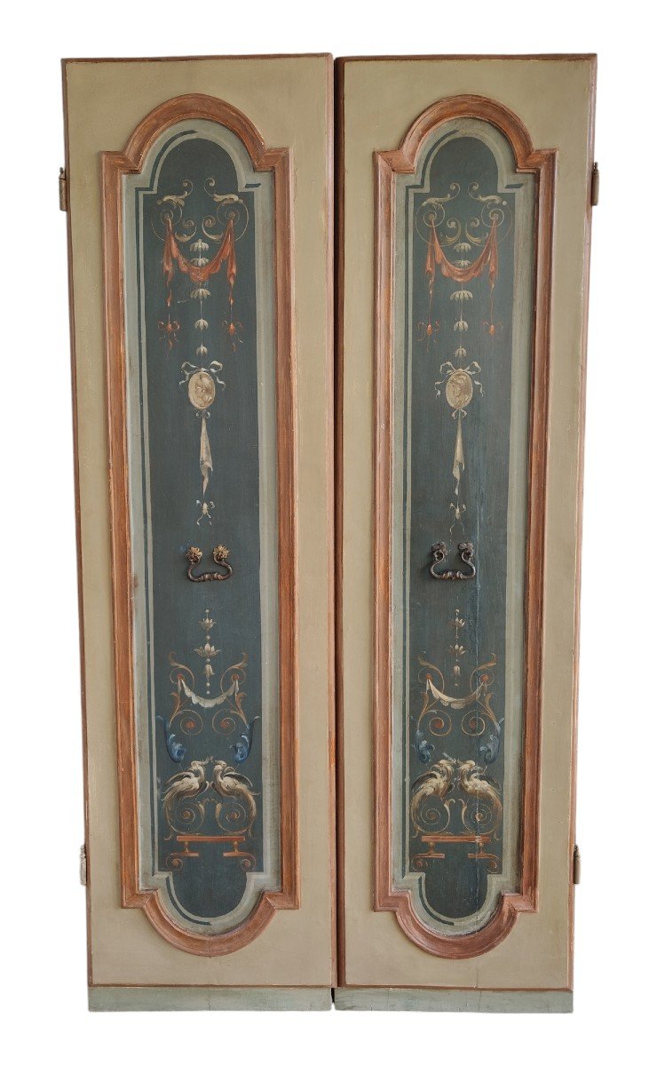  Important Neoclassical Door Painted On Both Sides-photo-3