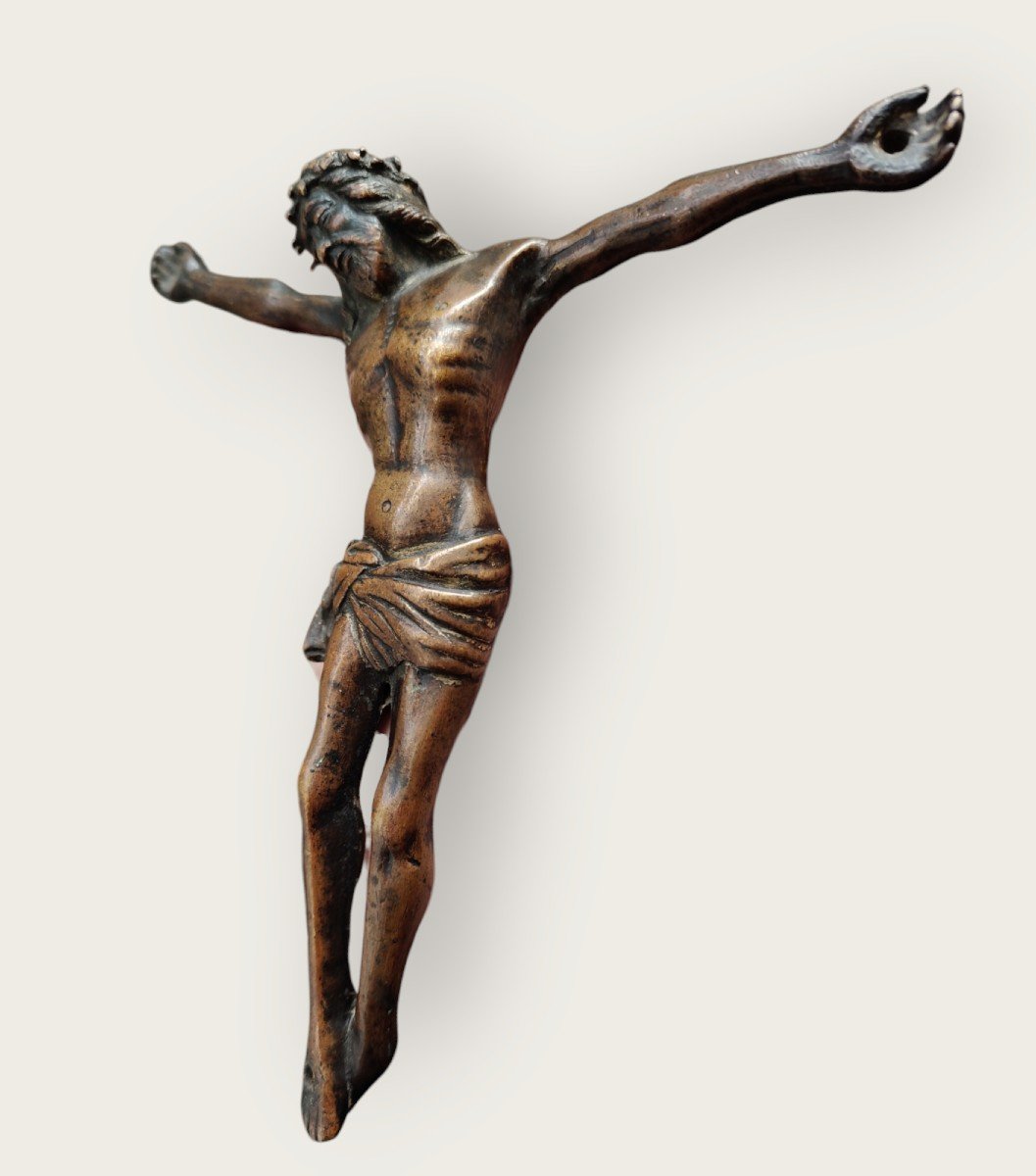 Christ En Bronze Doré XV Siècle Cm. 16,5-photo-1