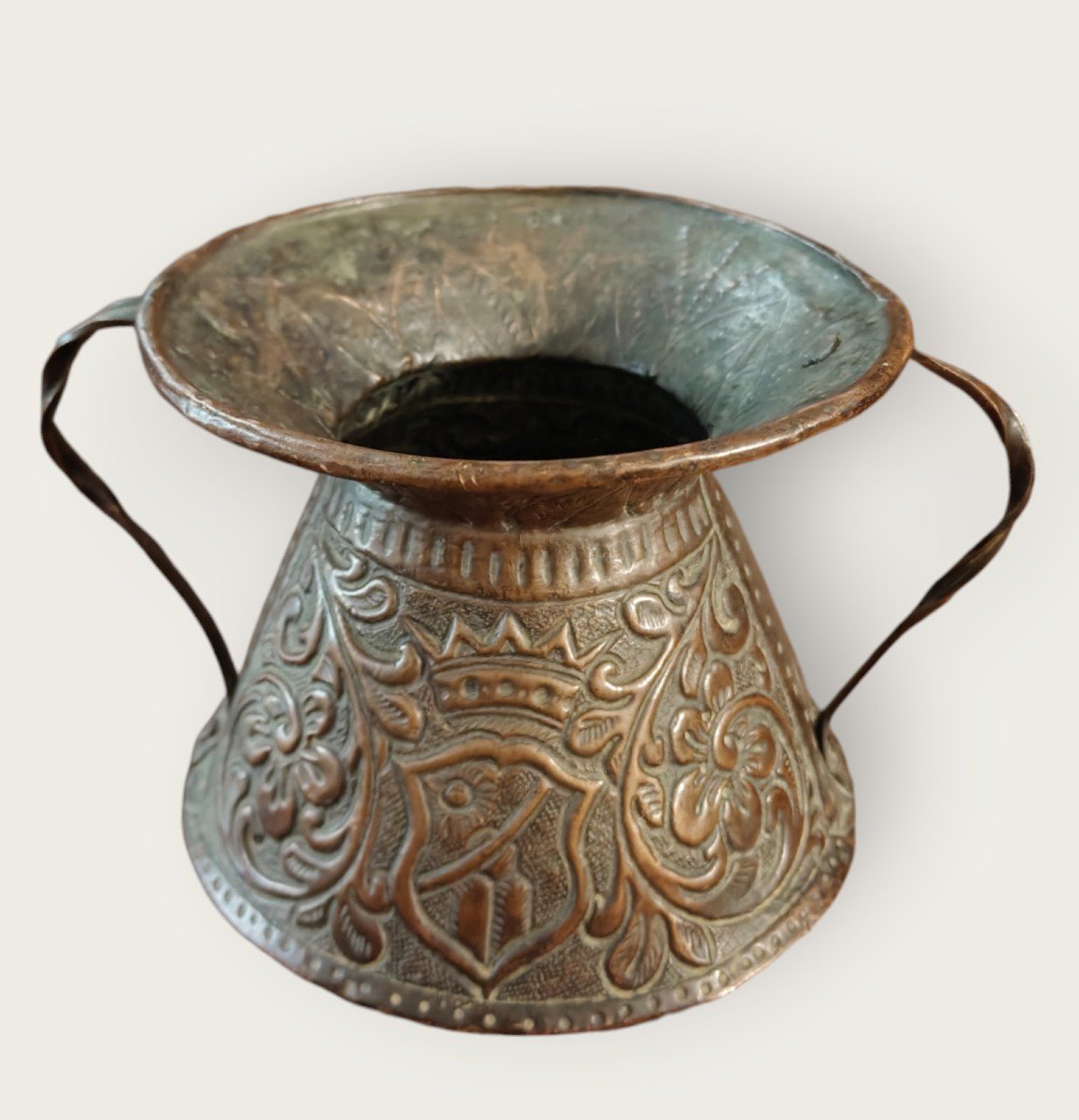 Small Embossed Copper Vase, Late 17th Century