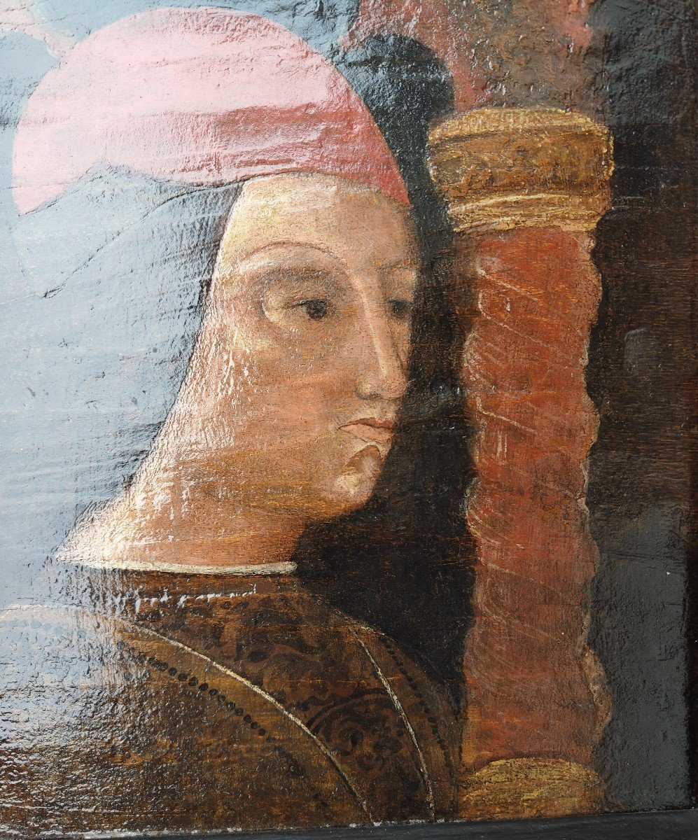 Bonifazio Bembo (suiveur De) Portrait d'Homme Sous Des Arcades Lombardie 1470-80-photo-1