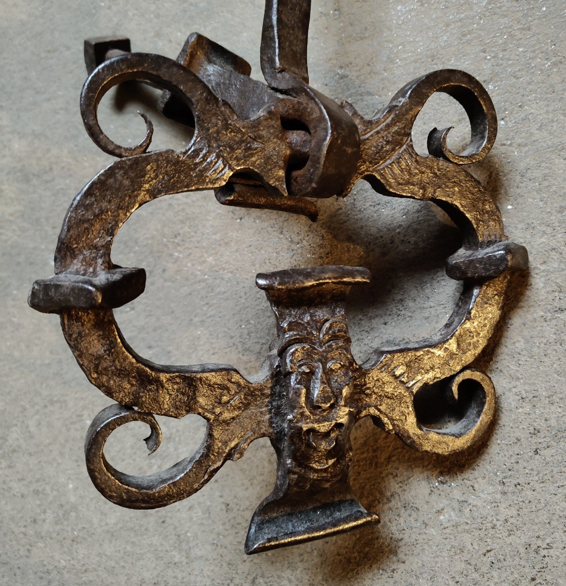 Large Wrought Iron Door Knocker Austria XVII Century-photo-3