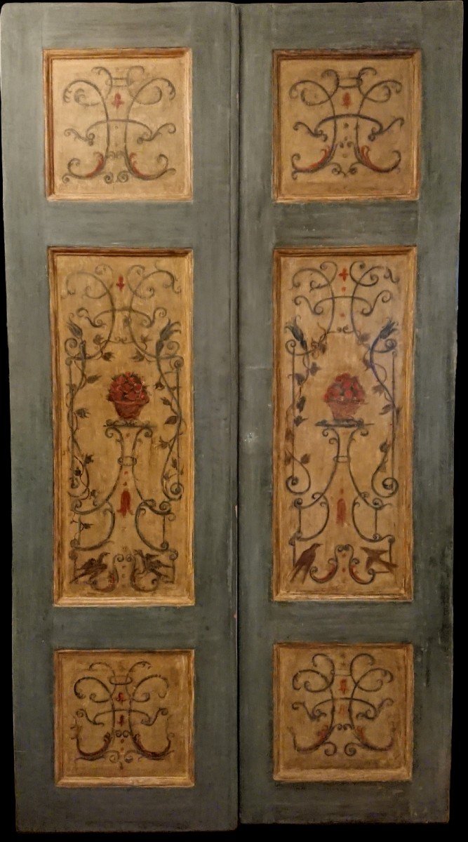 Italian Door Painted On Both Sides 18th Century-photo-2