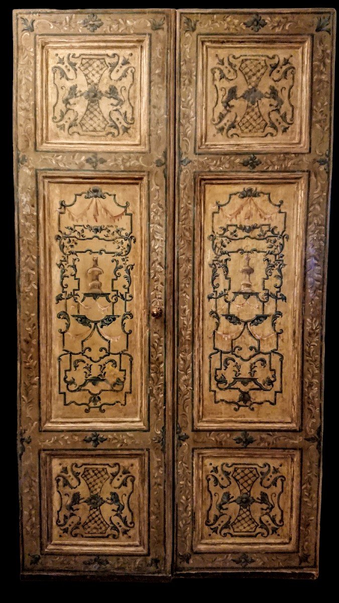 Italian Door Painted On Both Sides 18th Century-photo-3