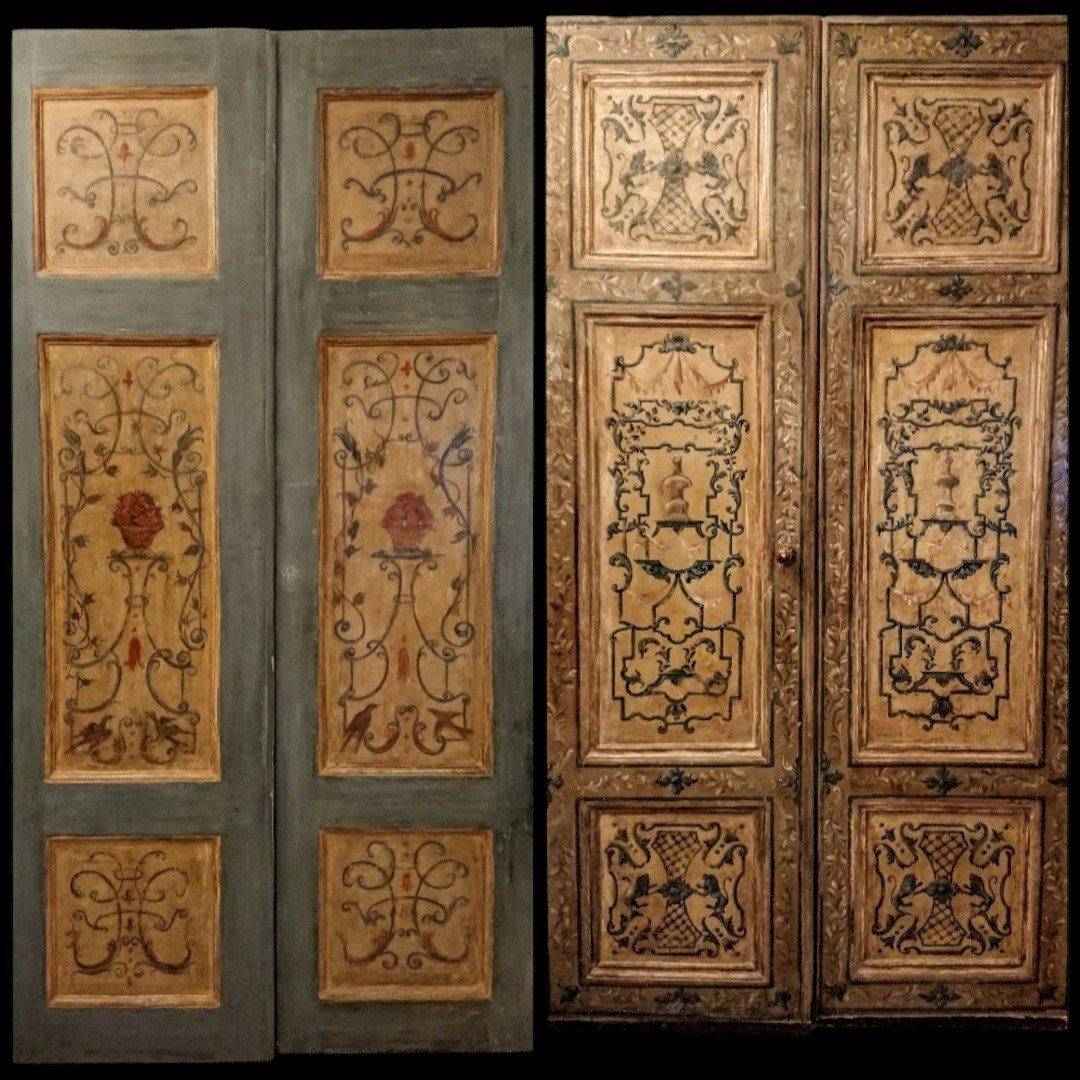 Italian Door Painted On Both Sides 18th Century