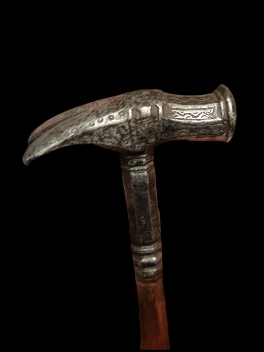 Master's Hammer In Forged Iron And Engraved With Boxwood Handle-photo-5