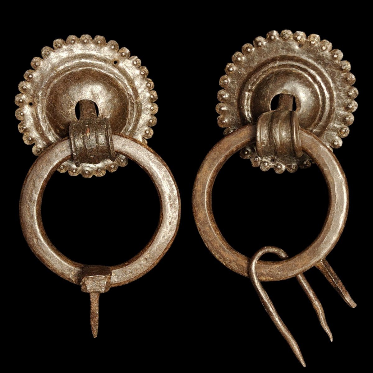 Pair Of Wrought Iron Door Knockers Tuscany XVI Century-photo-1