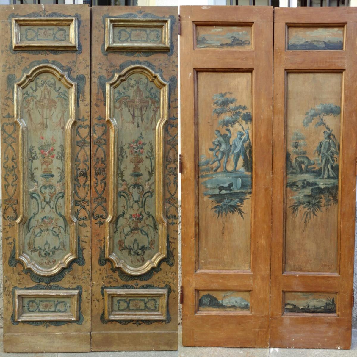  Neapolitan Doors Painted On  Both Sides Eighteenth Century