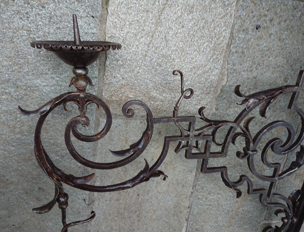 Pair Of Wrought Iron Light Arms-photo-2