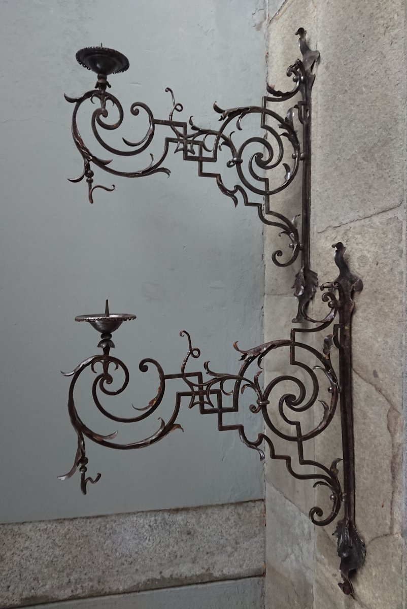 Pair Of Wrought Iron Light Arms