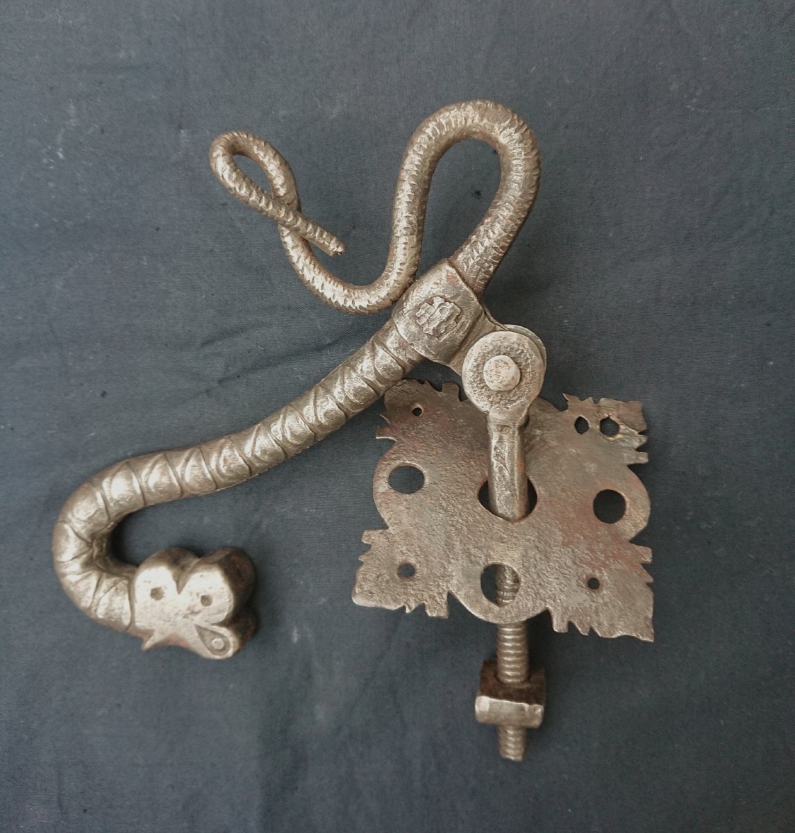 Wrought Iron Knocker In Seventeenth Century Dragon Shape-photo-2