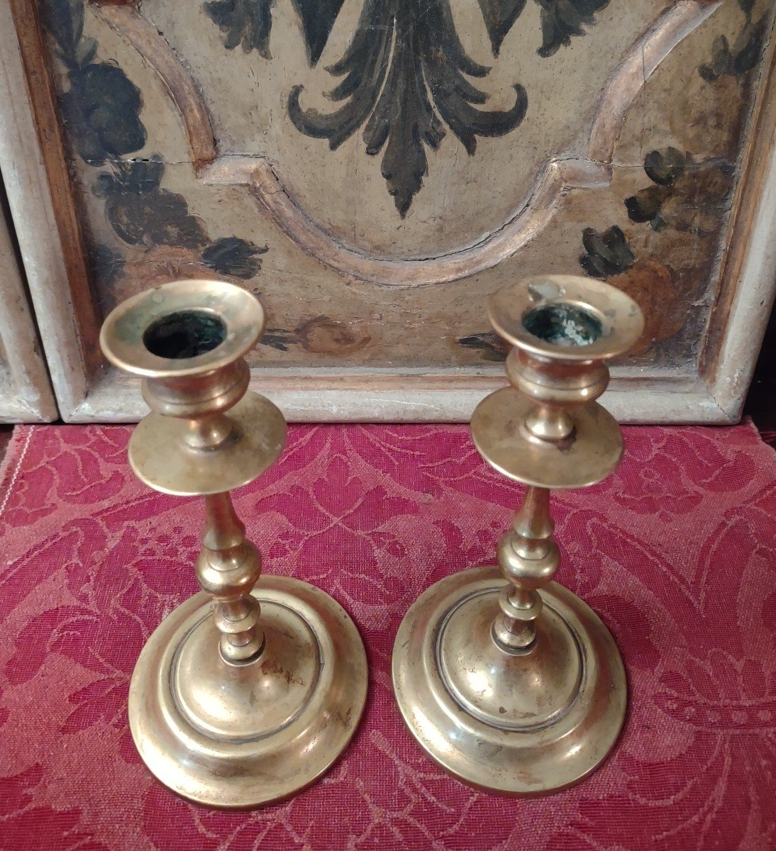 Pair Of Louis XVI Brass Candlesticks-photo-3