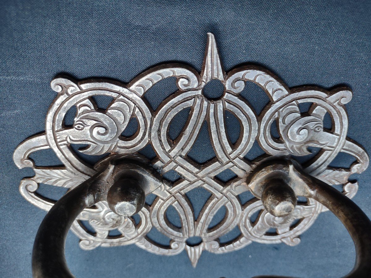 Large Handle In Wrought Iron And Openwork Seventeenth Century-photo-1