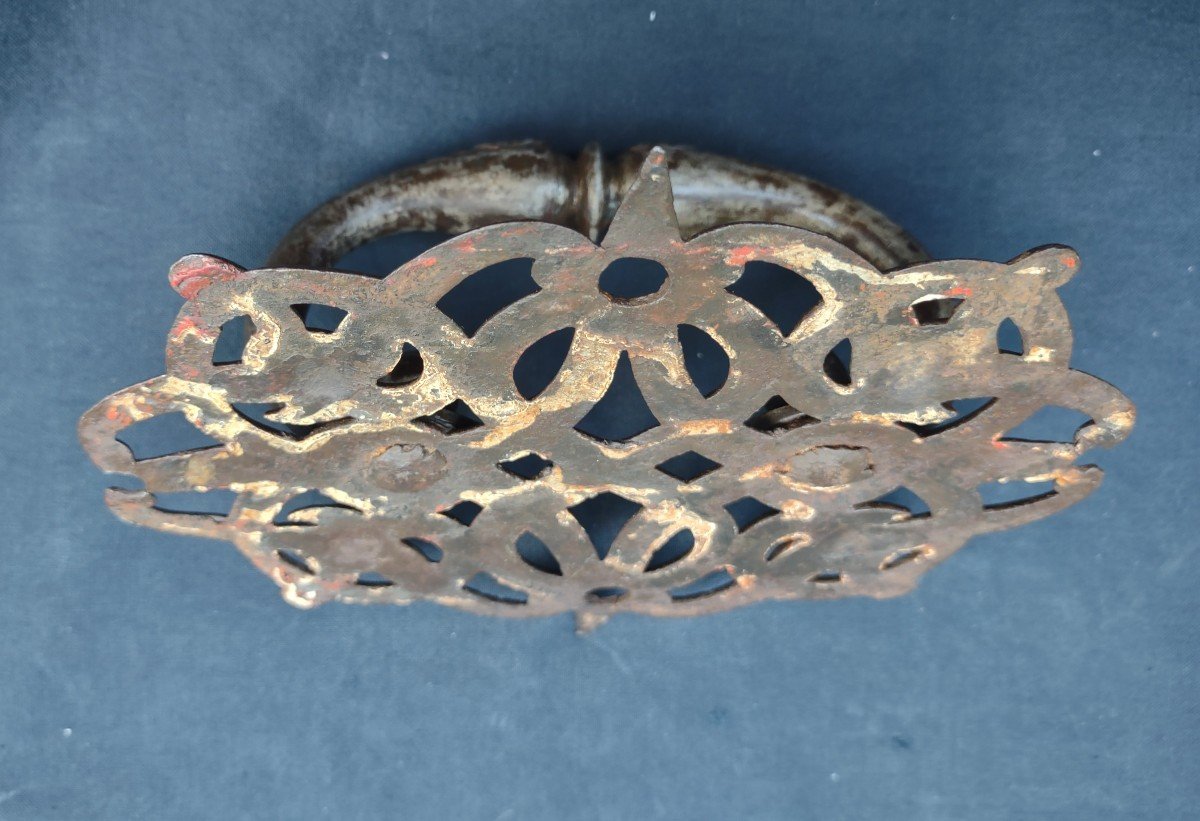 Large Handle In Wrought Iron And Openwork Seventeenth Century-photo-2