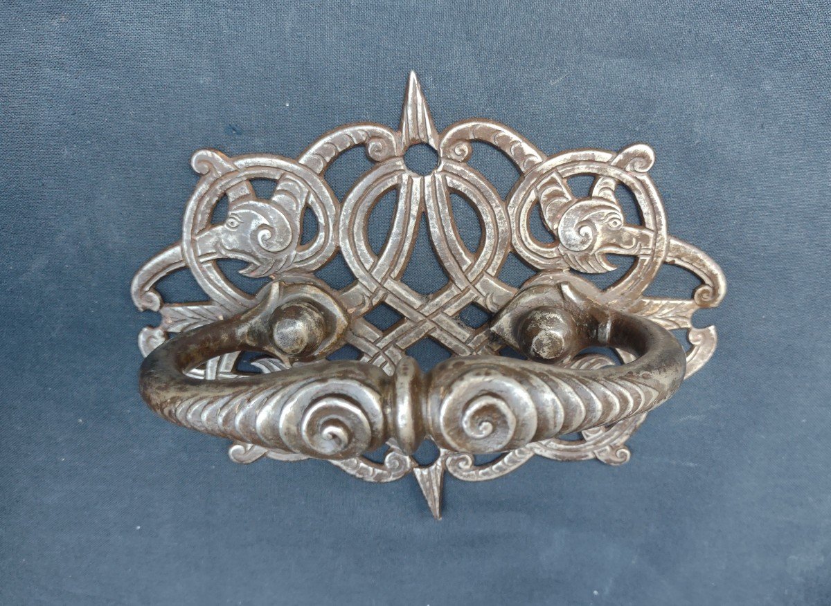 Large Handle In Wrought Iron And Openwork Seventeenth Century-photo-3