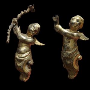 4 Angelots En Bronze Italie XVIIIe Siècle 