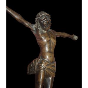 Christ In Bronze, Hollow Cast, With Remains Of Gilding Late  XV Century Cm. 16,5