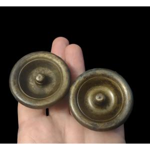 Pair Of Bronze Knobs For Furniture Or Small Doors