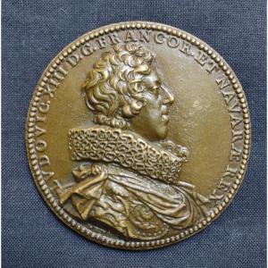 Louis XIII Médaille En Bronze Signée Par Guillaume Dupré