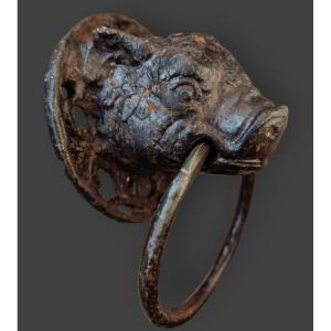 Bronze Boar's Head Probaly Late Medieval Or Renaissance Era