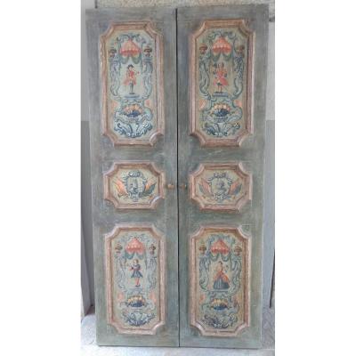 3 Double Painted Doors  Eighteenth Century