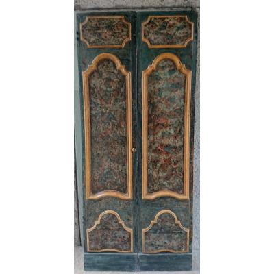 Door With Frame Or Painted Closet In Tempera, Italy XVII Century
