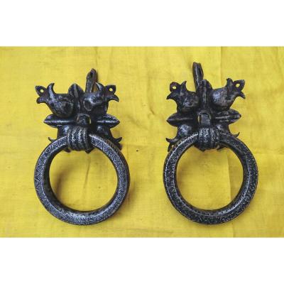 Pair Of Knockers In Wrought Iron Florence XVI Century