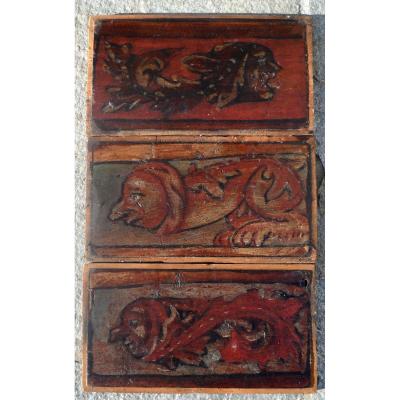 3 Panels Of An Italian Ceiling From XVI Century Erotic Subject