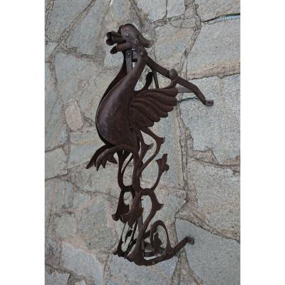 Zoomorphic Wrought Iron Flag Holder