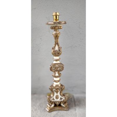 Louis XV Painted And Gilded Walnut Candlestick