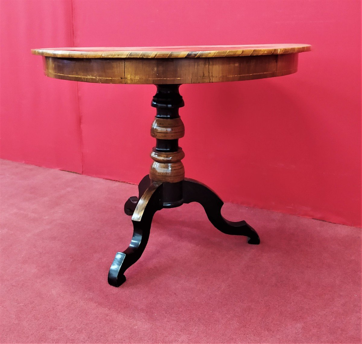 Petite Table Basse Ronde En Marqueterie-photo-2